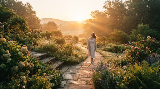 Serene pathway representing recovery and outpatient healing